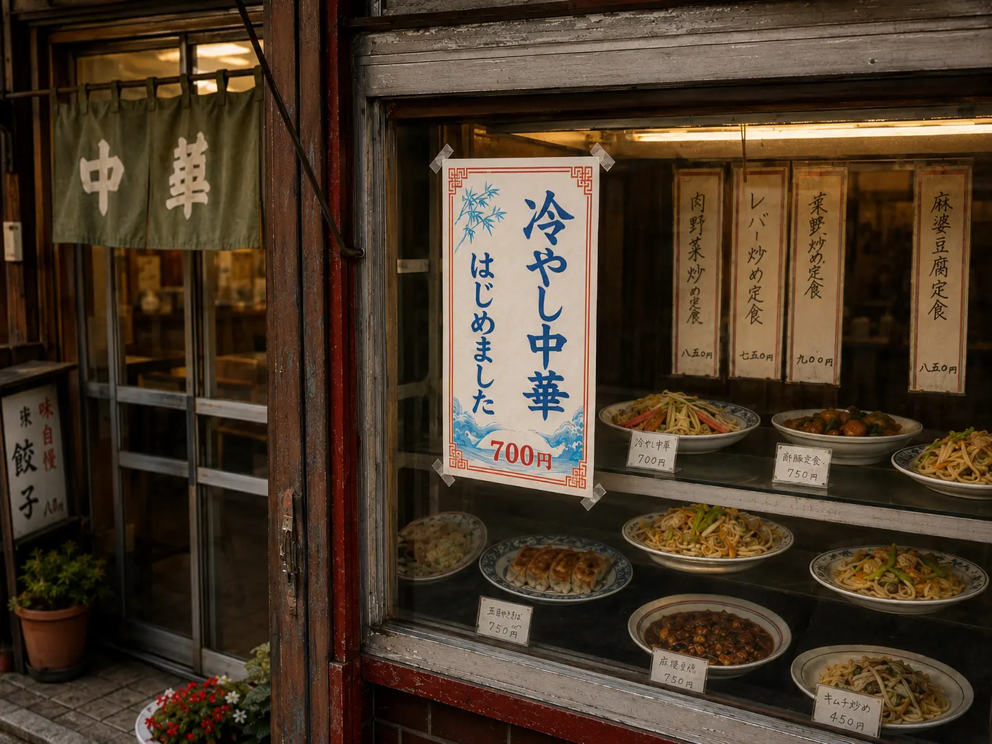 「冷やし中華はじめました」—日本の夏の始まりを告げる、一枚の貼り紙