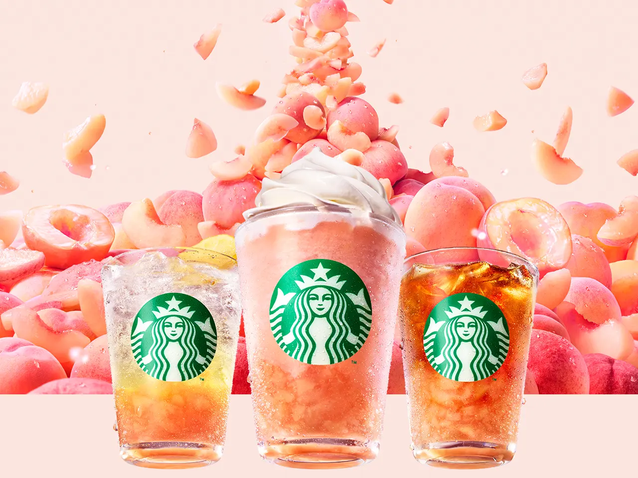【2026年6月24日発売】スタバ夏の新作“桃づくし”3種|「ピーチ & ピーチミルク フラペチーノ」707円、6/22先行販売も旅行者向けに解説